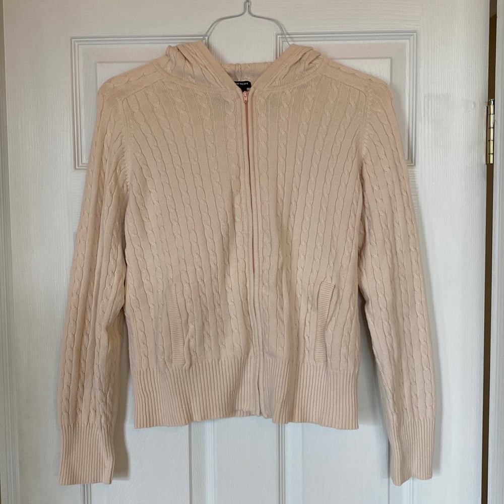 Like new Vintage Gap Stretch hooded zip up sweater. Womens size Large.